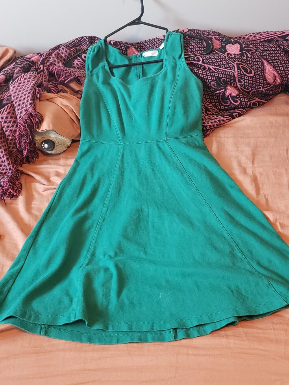 New York & Company Teal Green Fit-and-Flare Dress